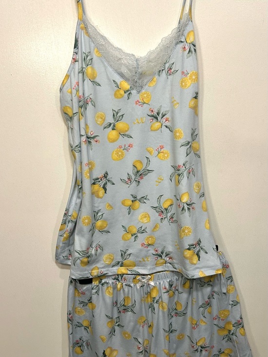 Other - Light Blue Lemon Print Lace-Trim Camisole Pajama Set